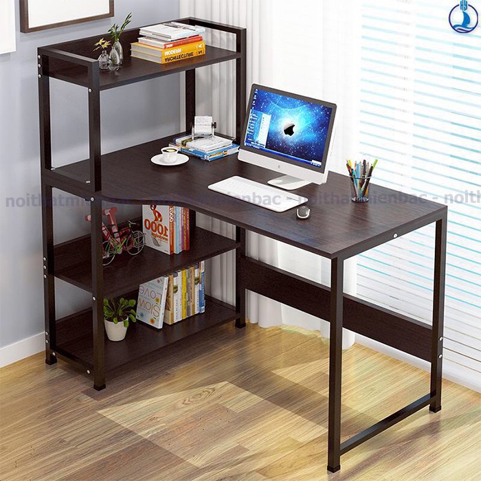 Bàn làm việc, học tập kèm giá sách cao FUNA kiểu káng độc đáo, Khung Sắt Sơn Tĩnh Điện chịu lực tốt.