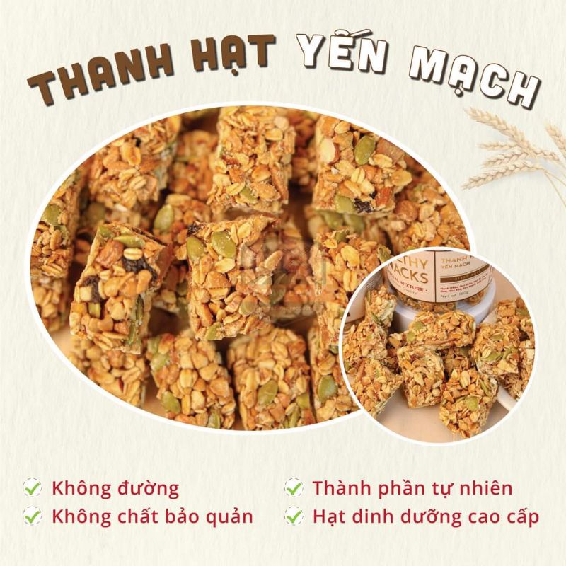 Bánh ĂN Kiêng Thanh Hạt Yến Mạch, Granolar Bar Bazanland, Mixed 8 Loại Hạt Siêu Ngon