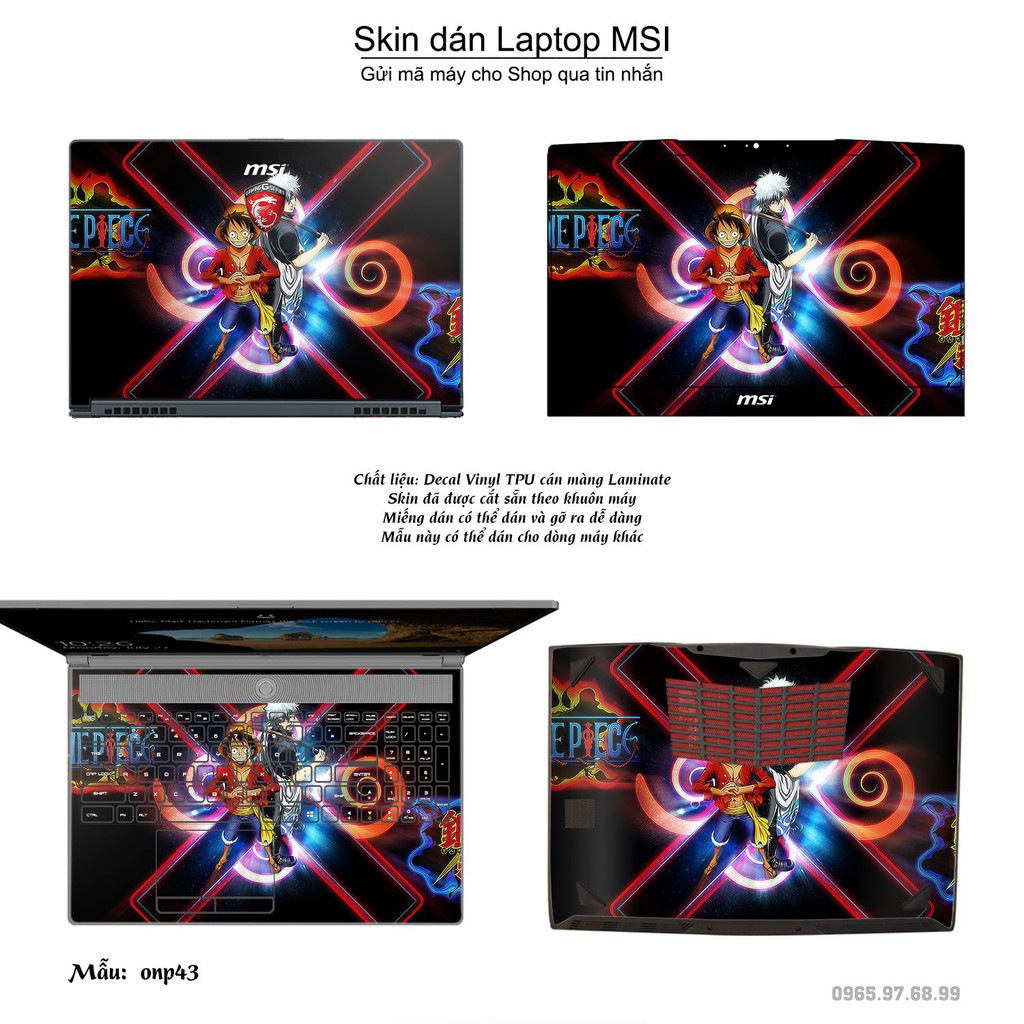 Skin dán Laptop MSI in hình One Piece _nhiều mẫu 24 (inbox mã máy cho Shop)