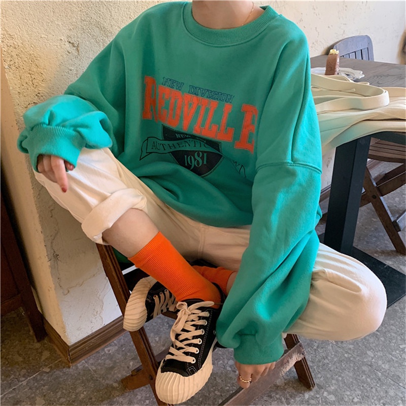 NRVP Áo Hoodie Dáng Rộng Thời Trang Hàn Quốc Đơn Giản Cá Tính Cho Nữ