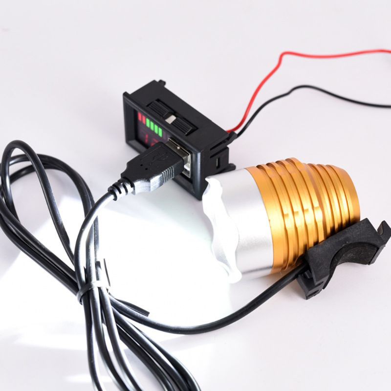 Đồng hồ báo Điện áp, báo Dung lượng acquy, pin sắt, pin lion kèm Cổng 12V USB kép sạc điện thoại (lắp vỏ acquy)