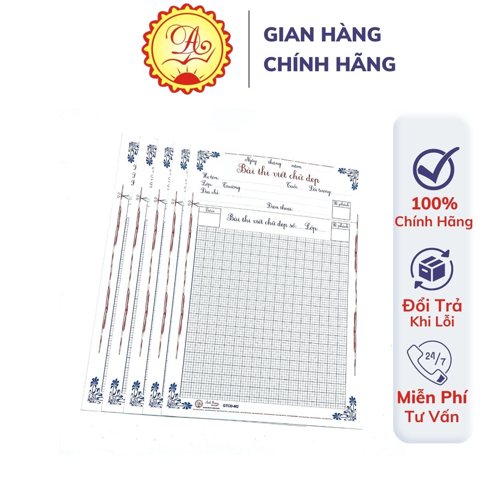 Tập 20 tờ giấy luyện viết chữ đẹp Ánh Dương M2 2 mặt đứng không nhòe không thấm mực chống lóa cao cấp