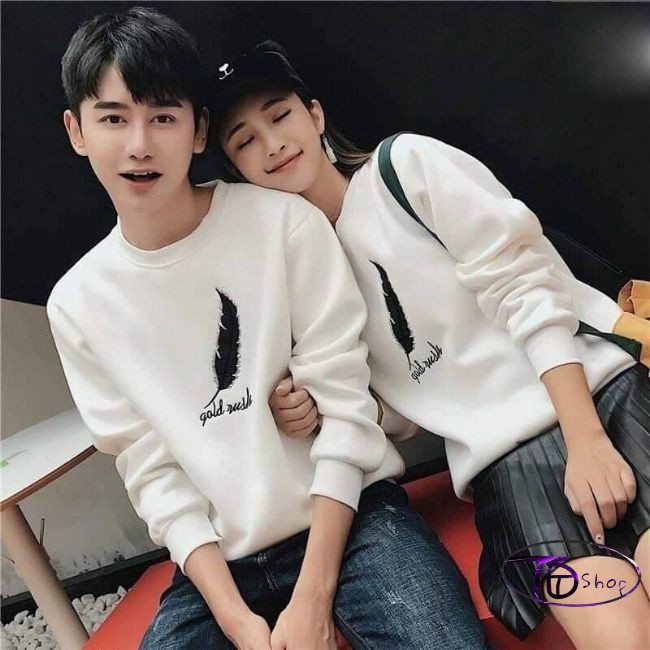 Áo Nỉ ⚜️ Áo Cặp⚜️ Đồ Đôi Nỉ Bông tay dài cổ tròn tình yêu khủng long Hot 2020 Cao cấp loại 1 | BigBuy360 - bigbuy360.vn