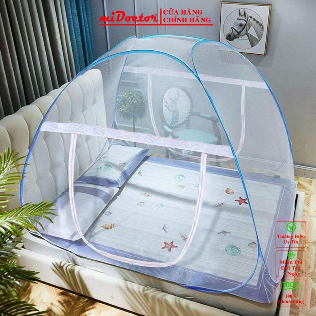 Mùng chụp tự bung khung Cacbon cứng cáp xếp gọn chống muỗi cao cấp miDoctor 1.2m, 1.6m, 1.8m, 2m