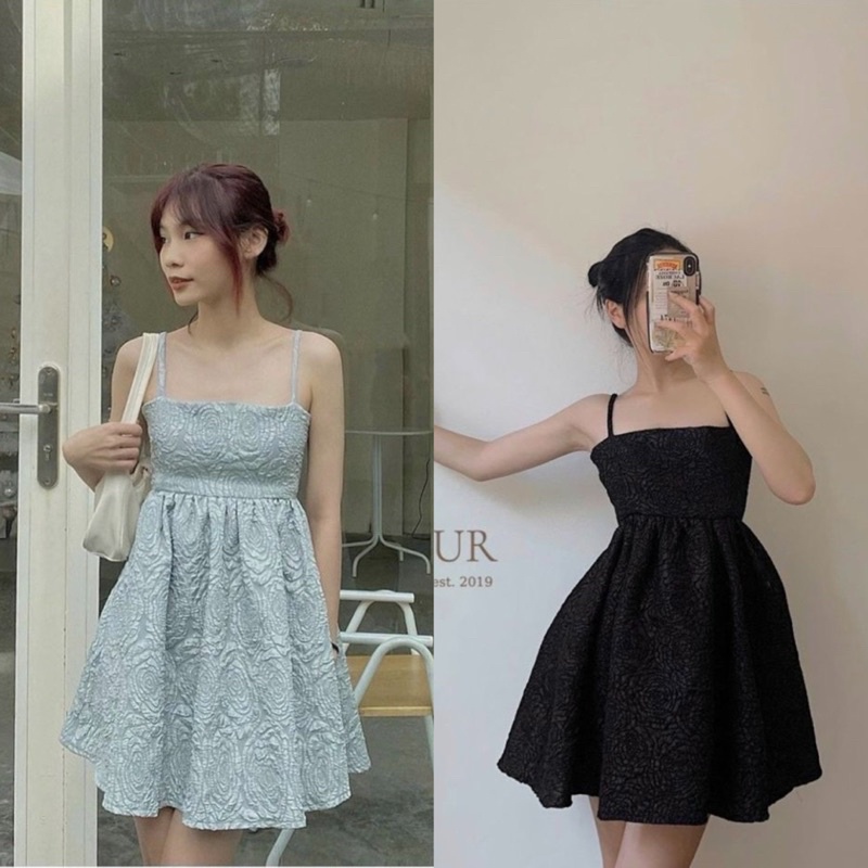 ĐẦM GẤM HOA RÚT DÂY LƯNG 2 DÂY