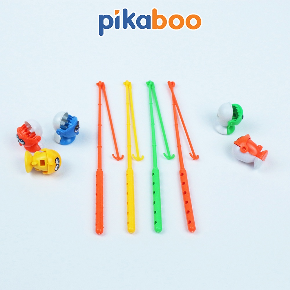 Đồ chơi câu cá Pikaboo, gồm 2 cần, 24 cá đa sắc cho bé nhận biết màu, chạy pin chất liệu nhựa an toàn