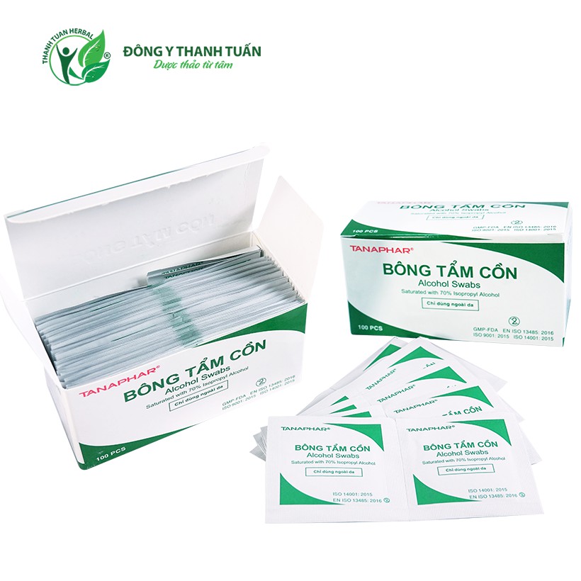 Combo 2 Hộp Bông Tẩm Cồn Khô Tanaphar (Alcohol Swabs) - Sát Trùng Vết Tiêm, Vết Thương