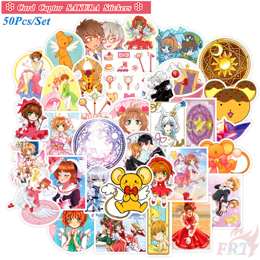 Bộ 50 miếng dán hình nhân vật Card Captor Sakura seri 01 trang trí vali / laptop / ván trượt thời trang