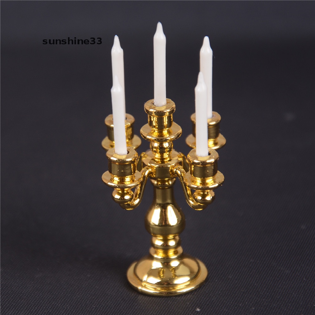 Set 5 Nến Candelabra 5 Màu Vàng Tỉ Lệ 1 / 12 Trang Trí Nhà Búp Bê
