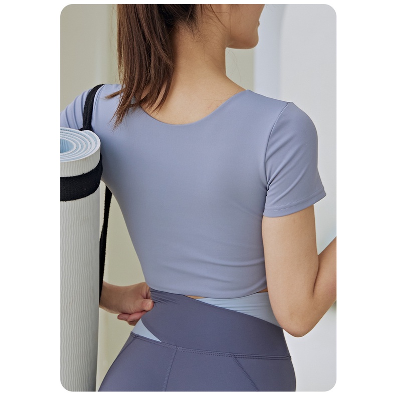Áo Thun Thể Thao Ngắn Tay Có Mút Ngực Màu Sắc Thời Trang Cho Nữ