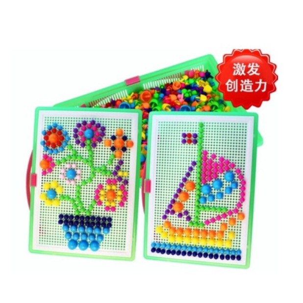 Bộ Ghép Hình Hạt Nấm Nhựa 296 Chi Tiết Cho Bé Phát Triển Trí Sáng Tạo