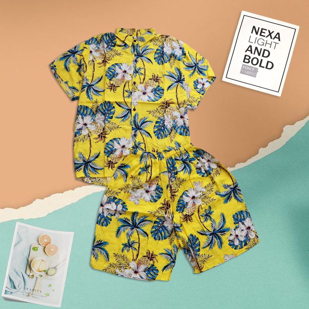 Bộ Quần Áo Hoa lá cành đi biển cho nhóm nam nữ, gia đình, quần áo nhóm đi du lịch vải thái thoáng mát