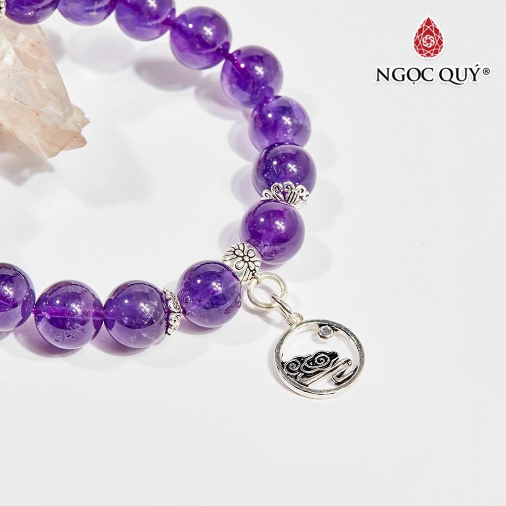Vòng tay TA tím charm hoa - Ngọc Quý