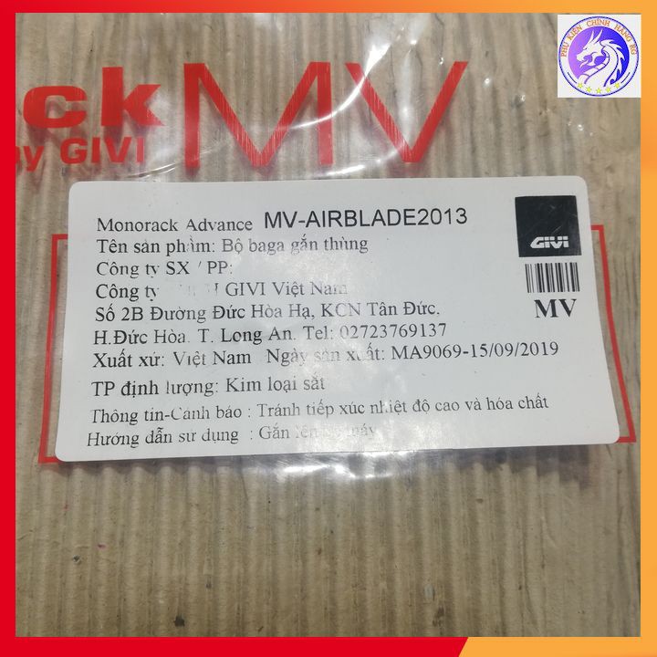 Cảng Sau Givi Chính Hãng Dành Cho Xe Honda AirBlade 125/ Airblade 150 - Bảo Hành 2 Năm