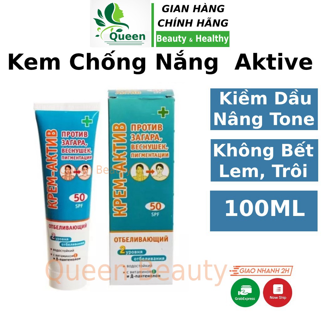 Kem chống nắng Nga kpem 100ml spf 50++ cho da mặt dầu mụn nhạy cảm hỗn hợp khô không trôi dạng kem Queen Beauty