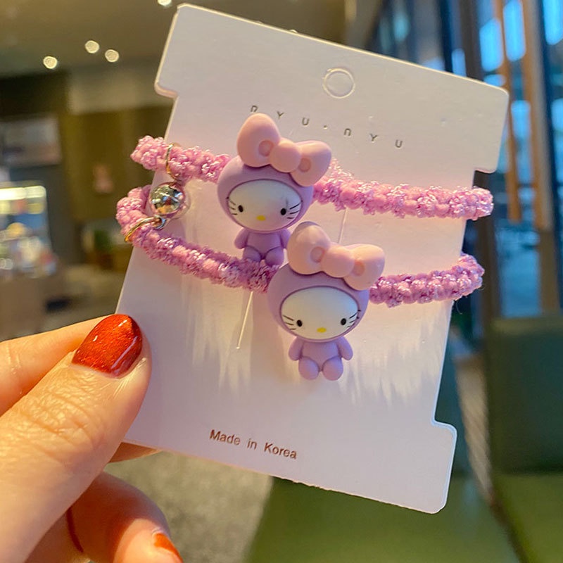 Bộ 2 Dây Buộc Tóc Cao Su Có Nam Châm Hình Gấu / Thỏ Dễ Thương Cho Bé Gái