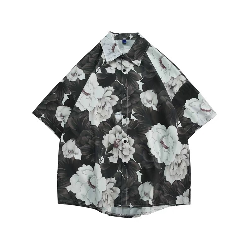 Áo Sơ Mi Nam Họa Tiết Bông Hoa Hồng Trắng | BigBuy360 - bigbuy360.vn