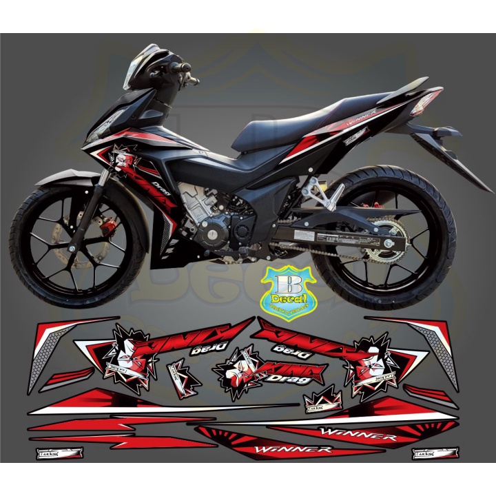 ( Quí khách vui lòng mang ra tiệm cho thợ dán ) Tem winner king drag đỏ đen