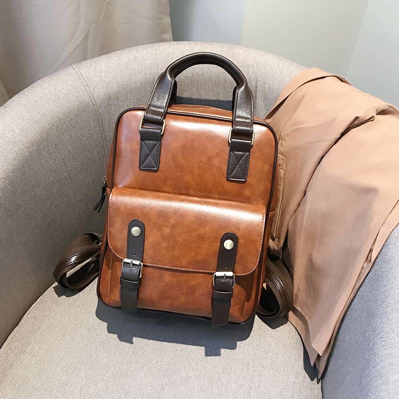 Balo da thời trang nữ cao cấp balo đi học tiện lợi chống nước chống thấm phong cách vintage hàn quốc