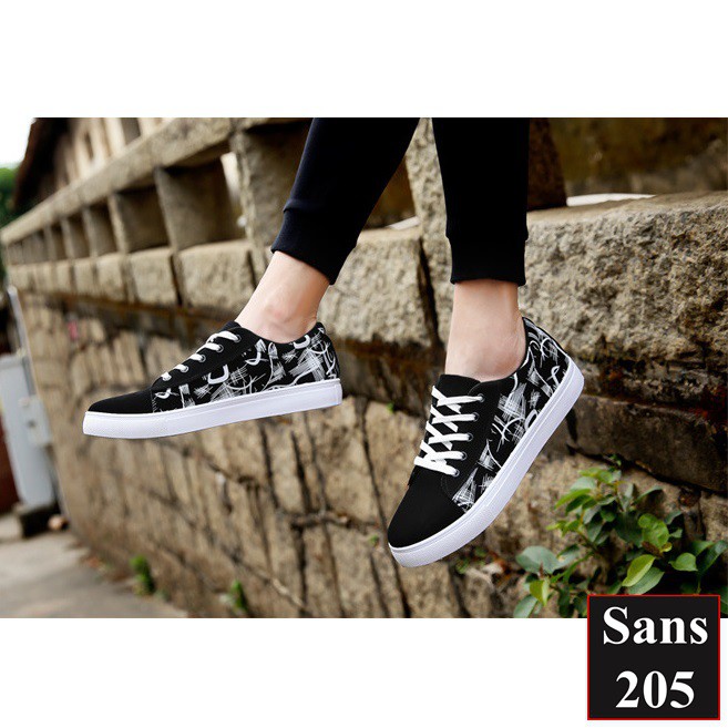 Giày thể thao nam sneaker Sans205 màu đen xanh đỏ