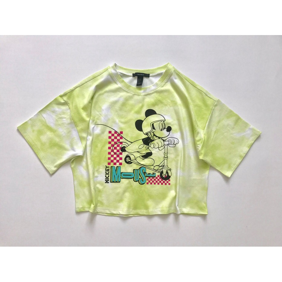 Áo Croptop F21 Loang Vàng In Mickey - 3528