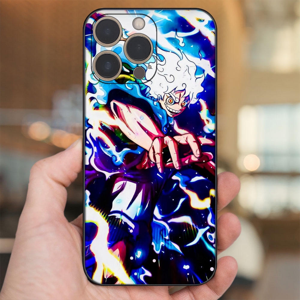 Ốp lưng iPhone 14 Pro dẻo đen cạnh vuông in hình Luffy One Piece