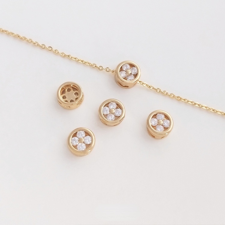 Dây Chuyền Mạ Vàng 14K Mặt Hình Cỏ Bốn Lá Đính Đá Zircon