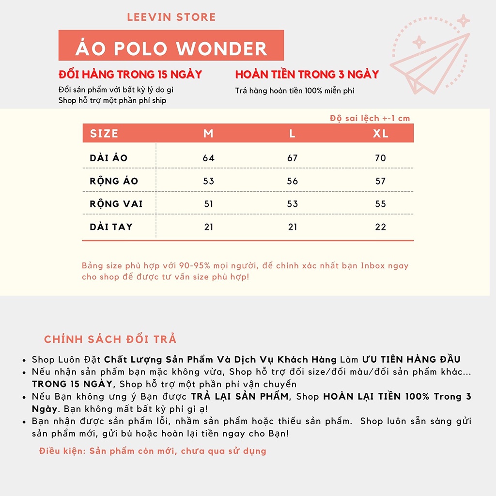 Áo POLO WONDER Form Rộng Unisex - Kiểu áo thun nam nữ có cổ Local Brand Leevin Store