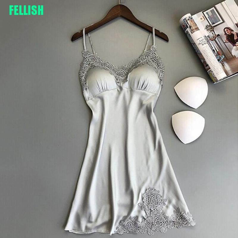 Đầm Ngủ Lụa Phối Ren Gợi Cảm Cho Nữ