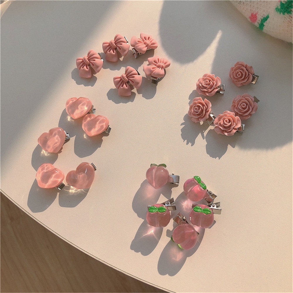 Set 5 Kẹp Tóc Hình Nơ Hồng Dễ Thương Cho Nữ