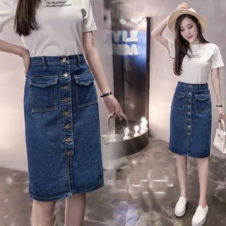 Chân váy Jean phối cúc (hàng order)