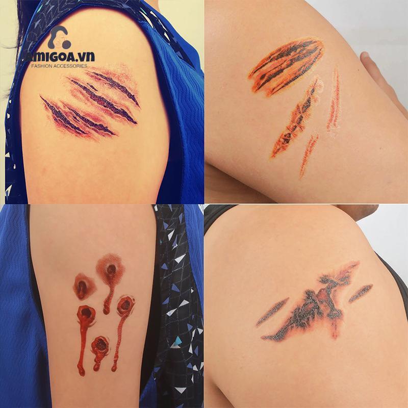 Miếng Dán Hình Xăm Chống Nước Phong Cách Halloween Kinh Dị Độc Đáo