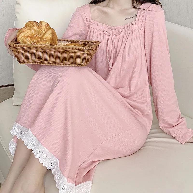 Bộ đồ ngủ tay dài phong cách công chúa dễ thương thời trang xuân thu cho nữ