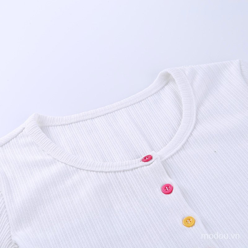 Áo Thun Cotton Dáng Ôm Phối Nút Nhiều Màu Sắc Cho Nữ