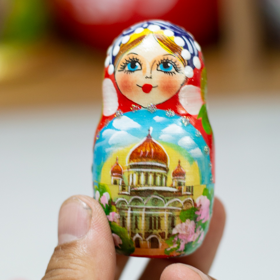 (CÓ VIDEO) BỘ BÚP BÊ NGA MATRYOSHKA 5 LỚP 15CM VÀ 18CM HOA VĂN &quot;PHONG CẢNH MATXCOVA&quot; CỰC ĐẸP VÀ SANG TRỌNG, ĐỘC ĐÁO