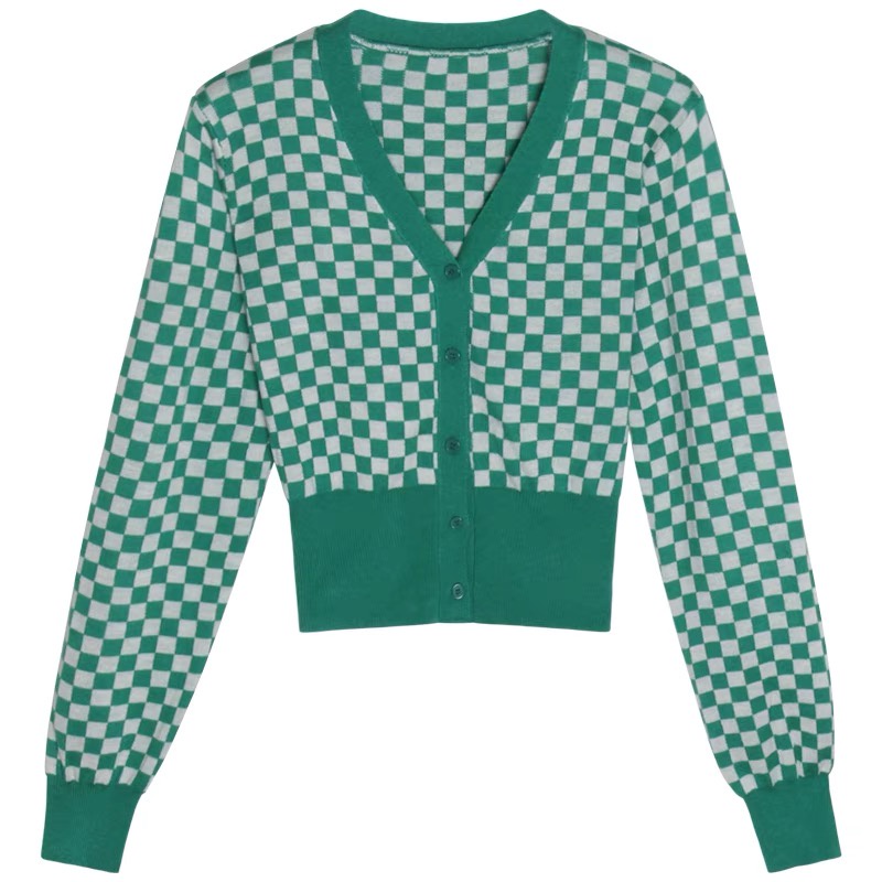 SUXI Áo khoác len tay dài cổ chữ V thời trang cho nữ