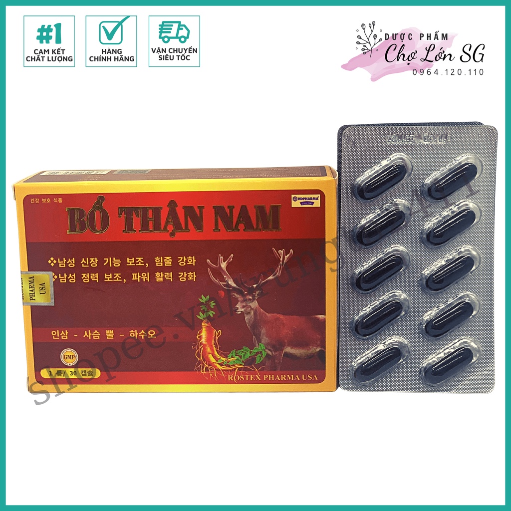 Viên uống BỔ THẬN NAM tăng cường sinh lý nam, bổ thận tráng dương với thành phần nhung hươu, nhân sâm