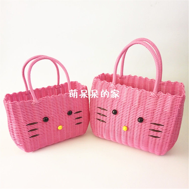 Giỏ Nhựa Đan Tay Đựng Rau Củ Quả Trái Cây Tiện Dụng Dễ Thương