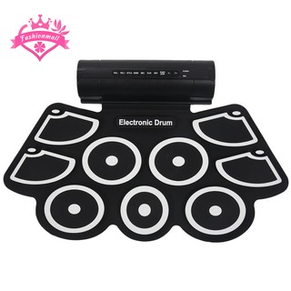 Trống điện MIDI 9 miếng đệm đầu cắm USB thiết kế di động có thể cuộn kèm bàn dập chân
