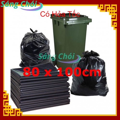 1kg [80 x 100cm Thùng 80L] Túi Đựng Rác Nặng Công Nghiệp PE Đen (Túi Rác)