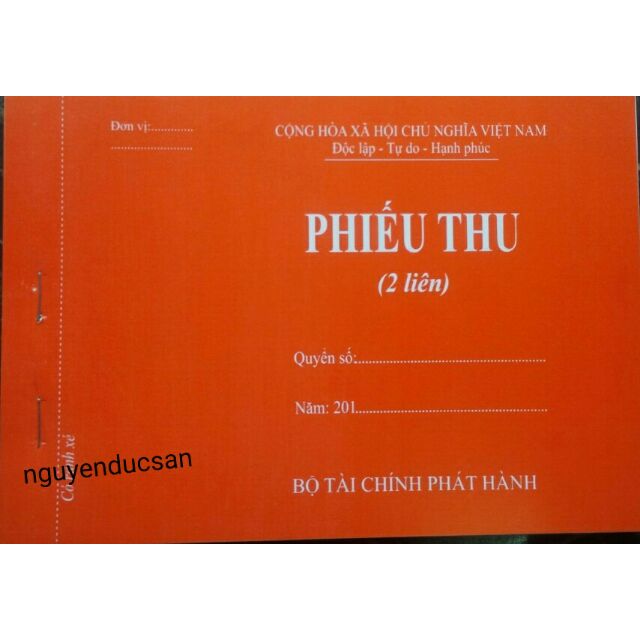 10 Phiếu Thu 2 Liên /3 Liên (100 tờ)