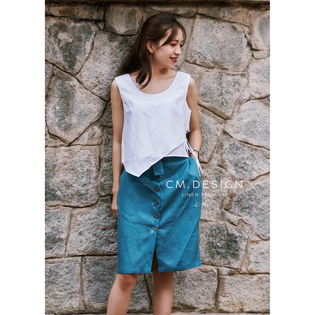 Áo kiểu CM Design linen trắng