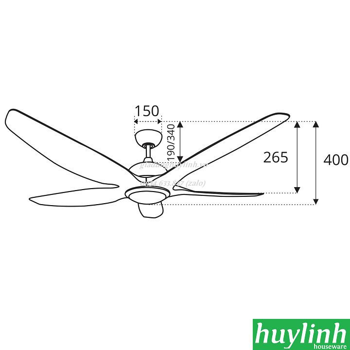 Quạt trần đèn LED Sinwa TC29 - 5 cánh - DC Motor