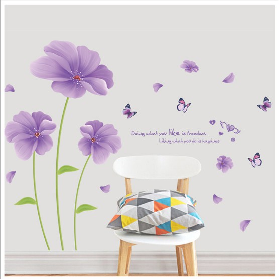 Decal trang trí tường Hoa Tím lớn