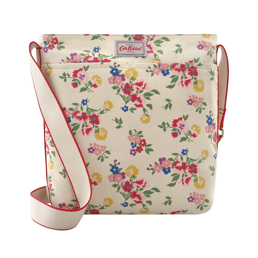 Cath Kidston - Túi đeo chéo Zipped Messenger Bag Summer Floral - 1001983 - Warm Cream