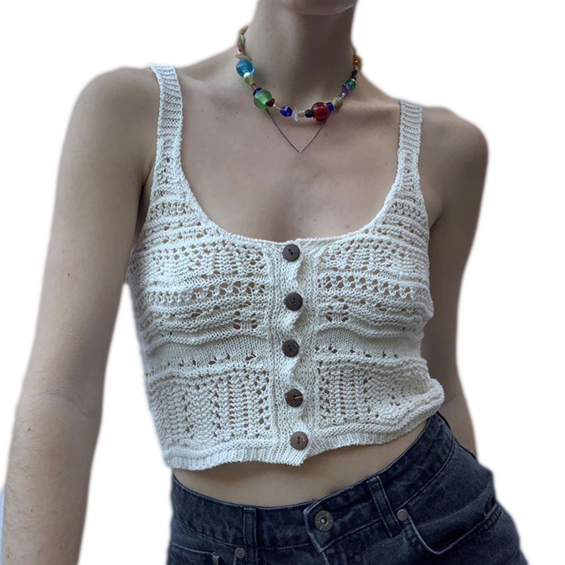 Áo Lửng Đan Len Không Tay Thời Trang Quyến Rũ Dành Cho Nữ