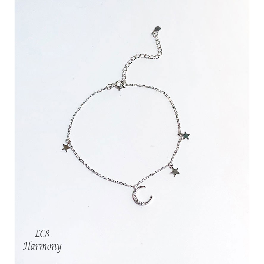 Vòng chân, lắc chân Moon Star đính mặt trăng ngôi sao xinh xắn LC8 | Bạc 925 cao cấp xi kim| TRANG SỨC BẠC HARMONY