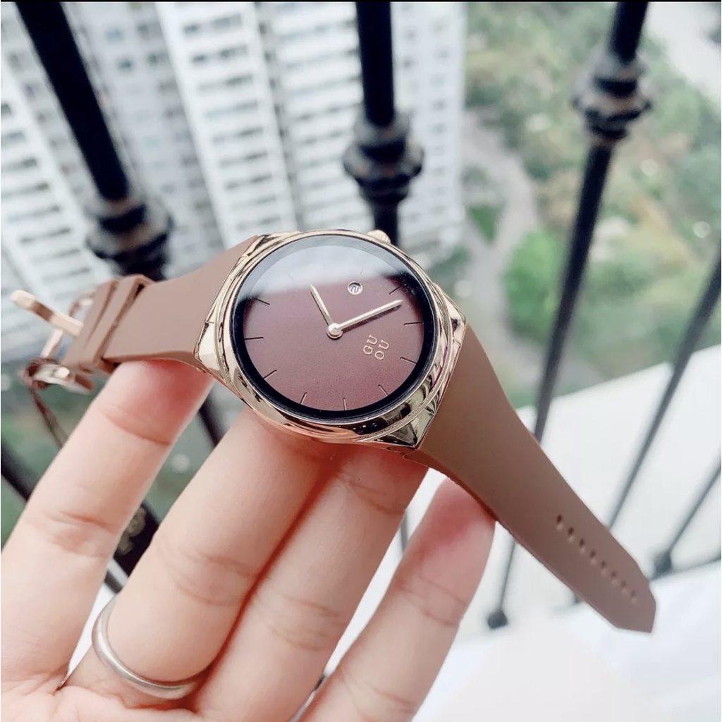 Đồng hồ nữ guou 8160 mặt tròn dây silicon bảo hành 12 tháng - tặng kèm pin