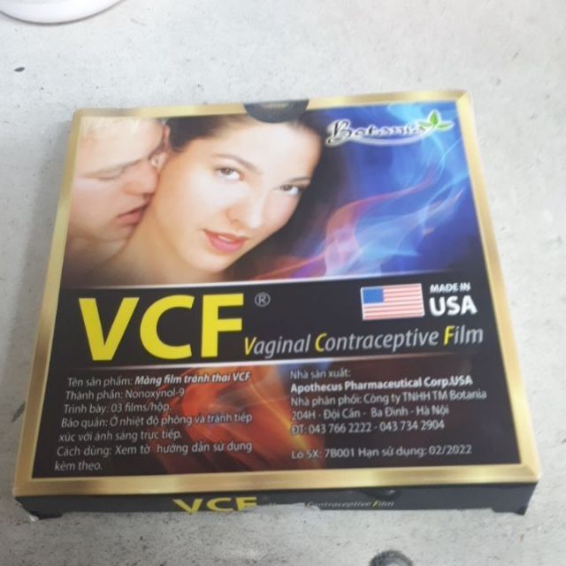 Màng phím tránh thai VCF: sản xuất tại Mỹ ( Hộp 3 cái)