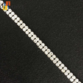 Instinct Fashion Ss16 Clear Rhinestone 2-row Close Rhinestones Silver X 1 Yard